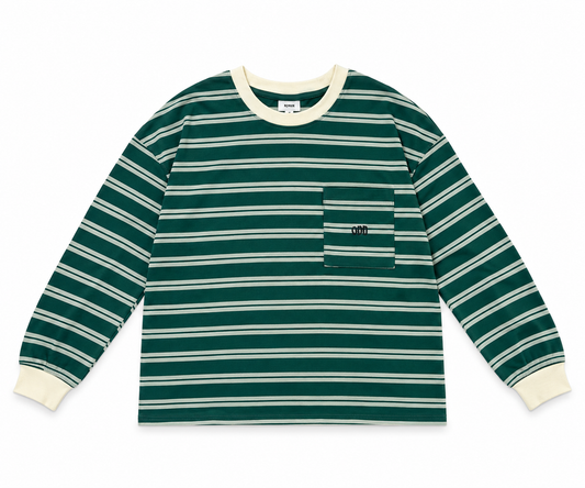 Long Sleeve Rayé Vert/Blanc Oversize unisexe