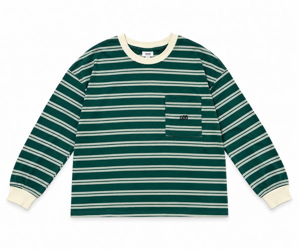 Long Sleeve Rayé Vert/Blanc Oversize unisexe