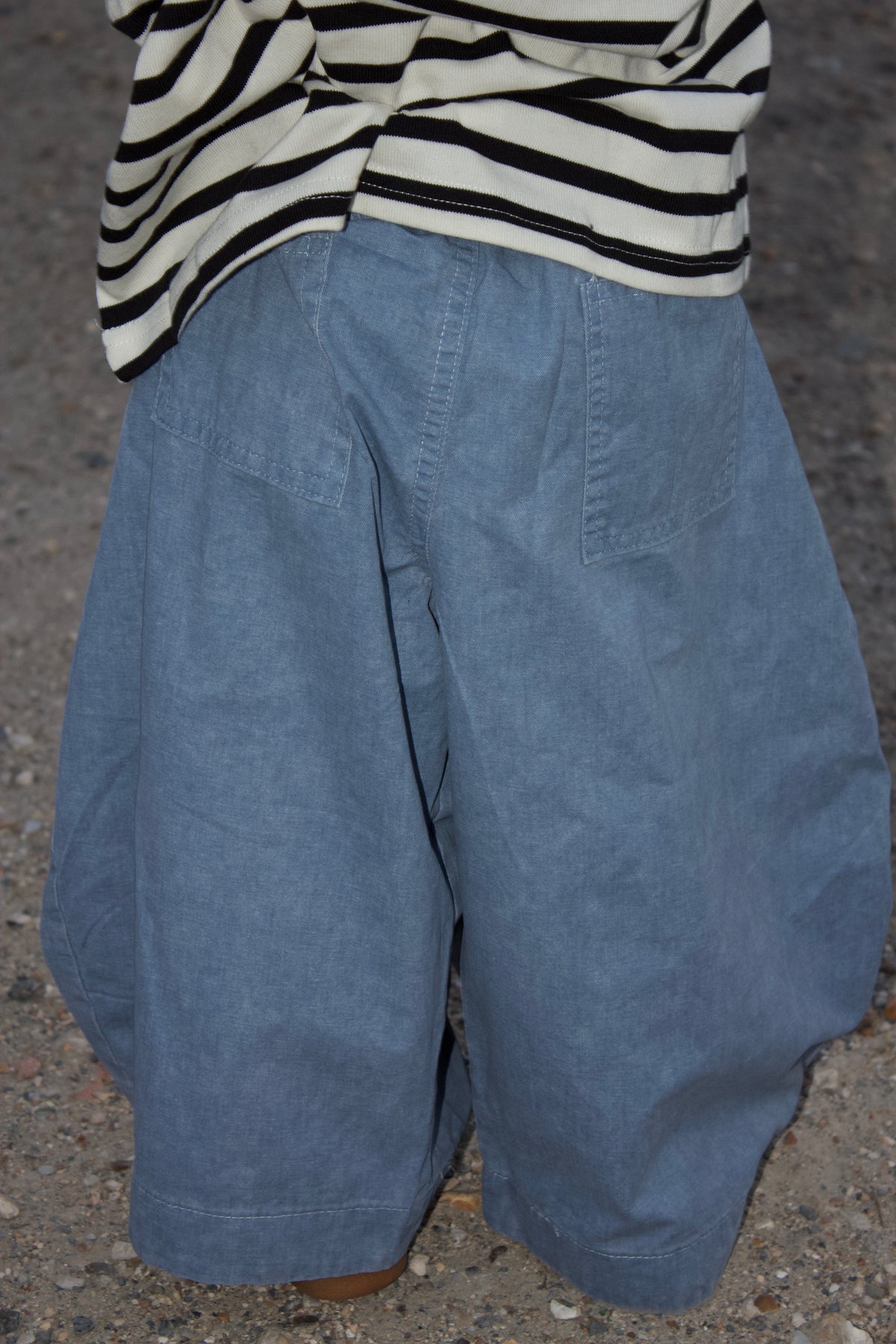 Pantalon jambe tonneau bleu