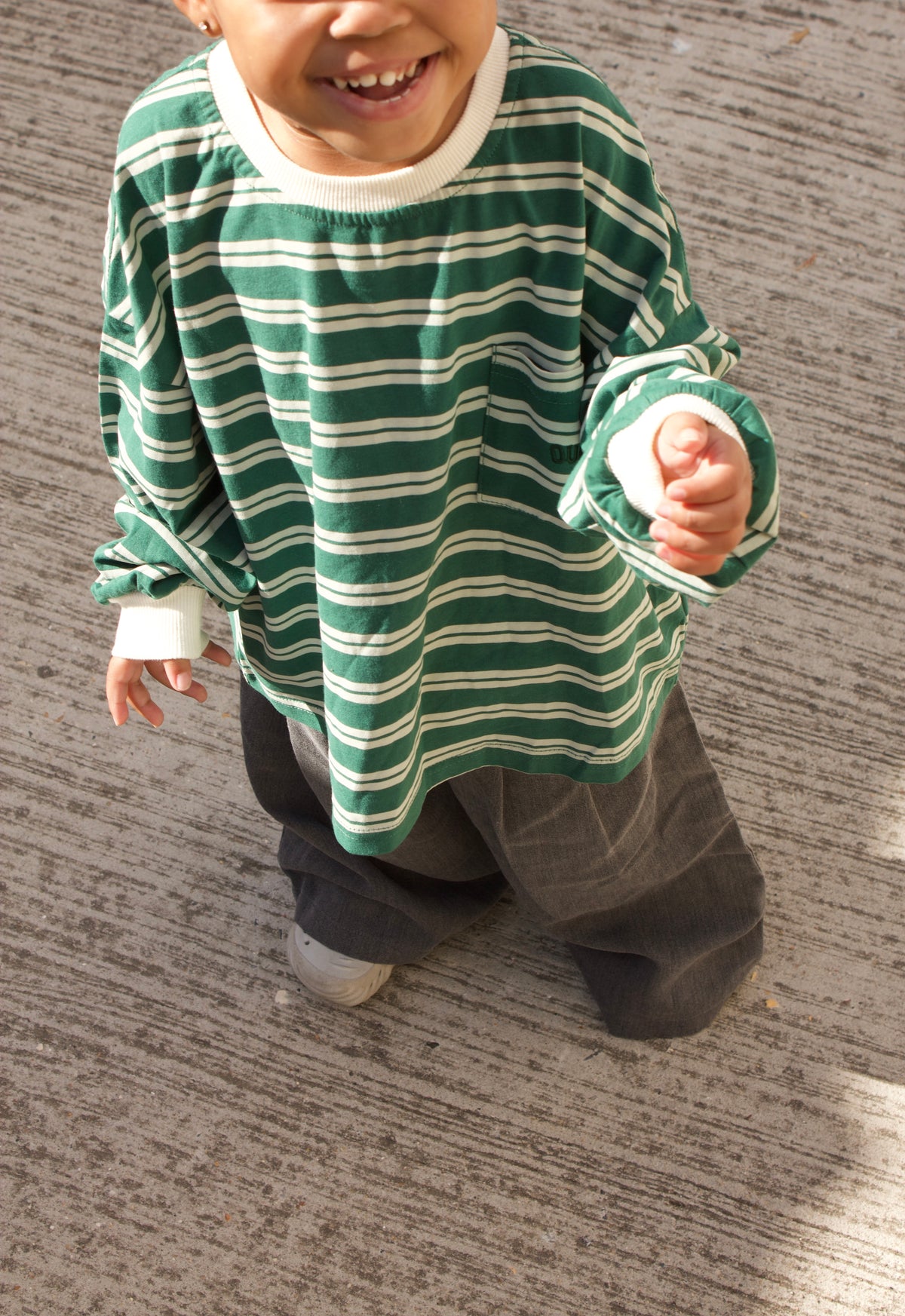 Long Sleeve Rayé Vert/Blanc Oversize unisexe
