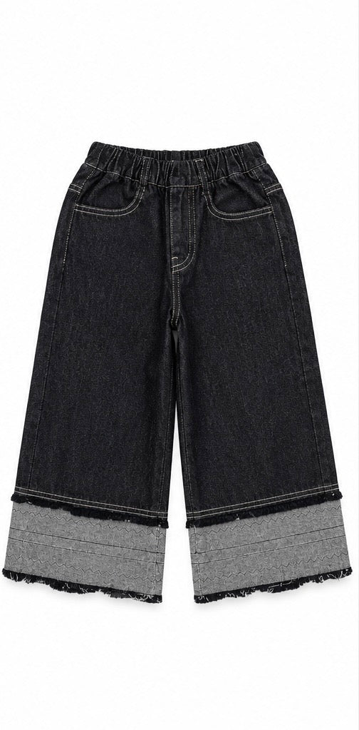Jean Large Ourlet Bicolore Unisexe