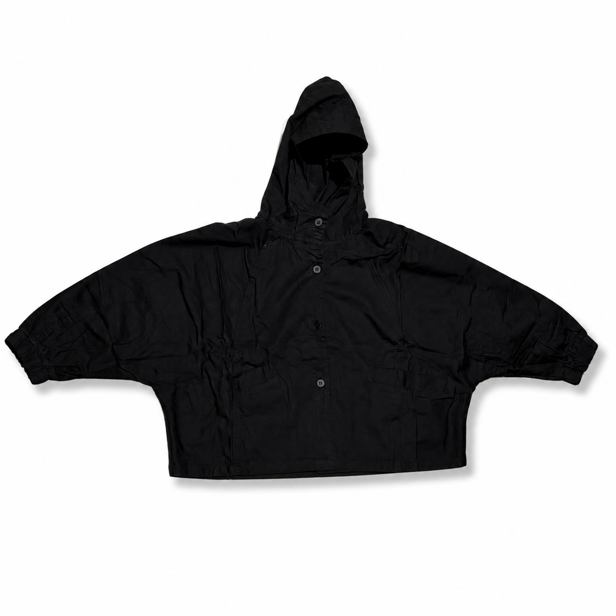 Veste à Capuche Boutonnée Oversize Unisexe - Noir