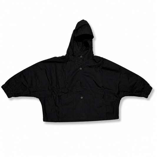 Veste à Capuche Boutonnée Oversize Unisexe - Noir