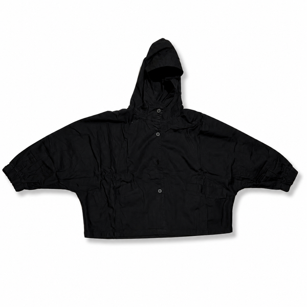 Veste à Capuche Boutonnée Oversize Unisexe - Noir