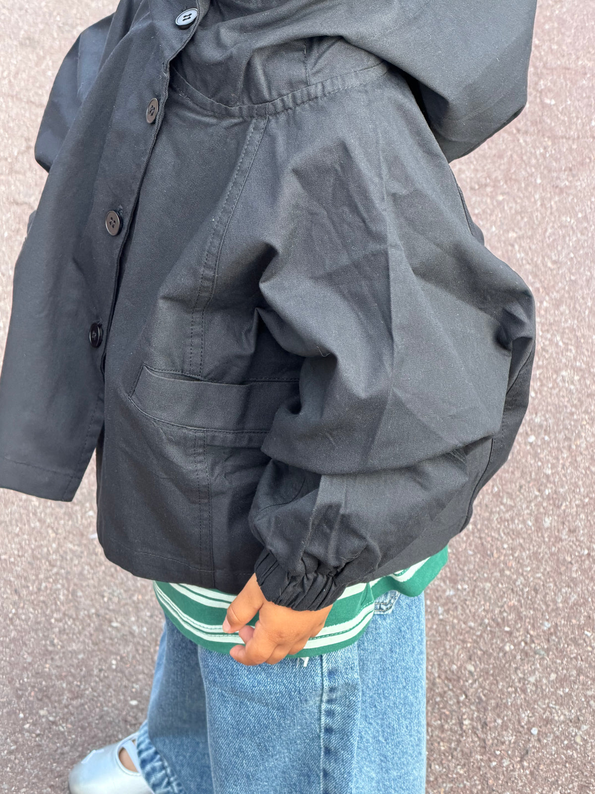 Veste à Capuche Boutonnée Oversize Unisexe - Noir